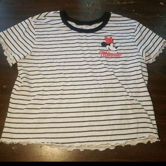 Disney Tops Disneys Minnie Mouse Striped Crop Top Womens Xl Poshmark